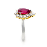 2.17 Ct. Ruby Natural Diamond Halo Ring, Platinum 950 Image