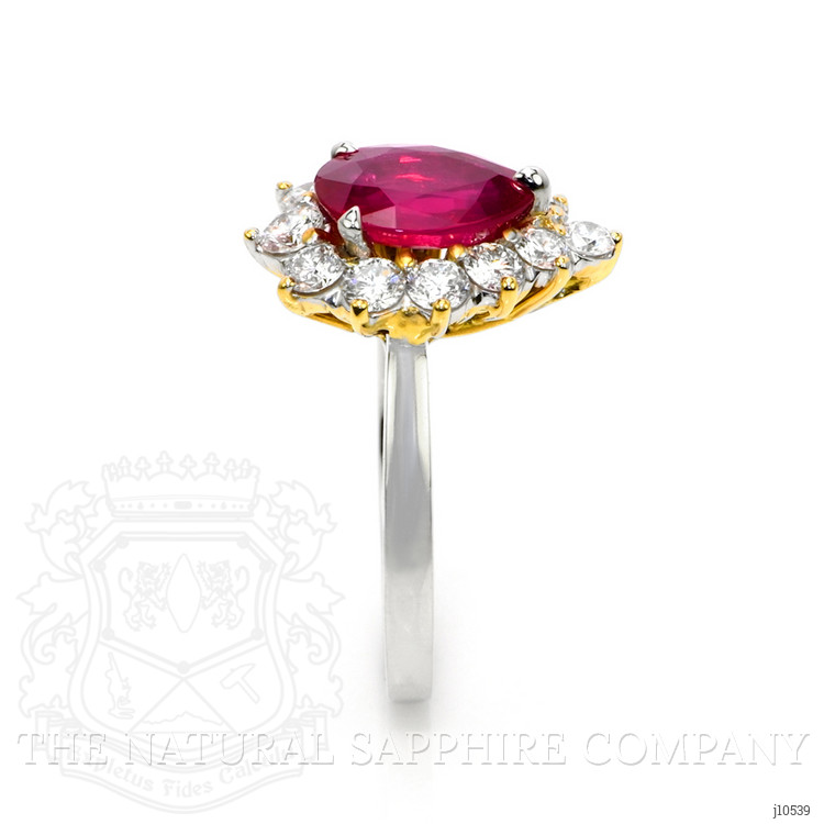 2.17 Ct. Ruby Natural Diamond Halo Ring, Platinum 950