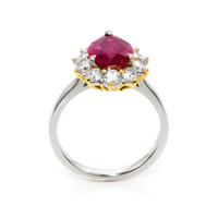 2.17 Ct. Ruby Natural Diamond Halo Ring, Platinum 950 Image