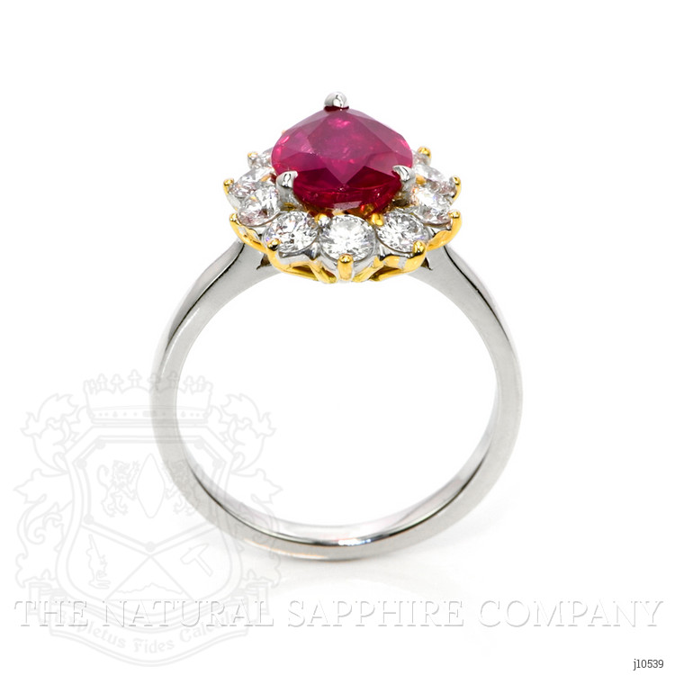 2.17 Ct. Ruby Natural Diamond Halo Ring, Platinum 950