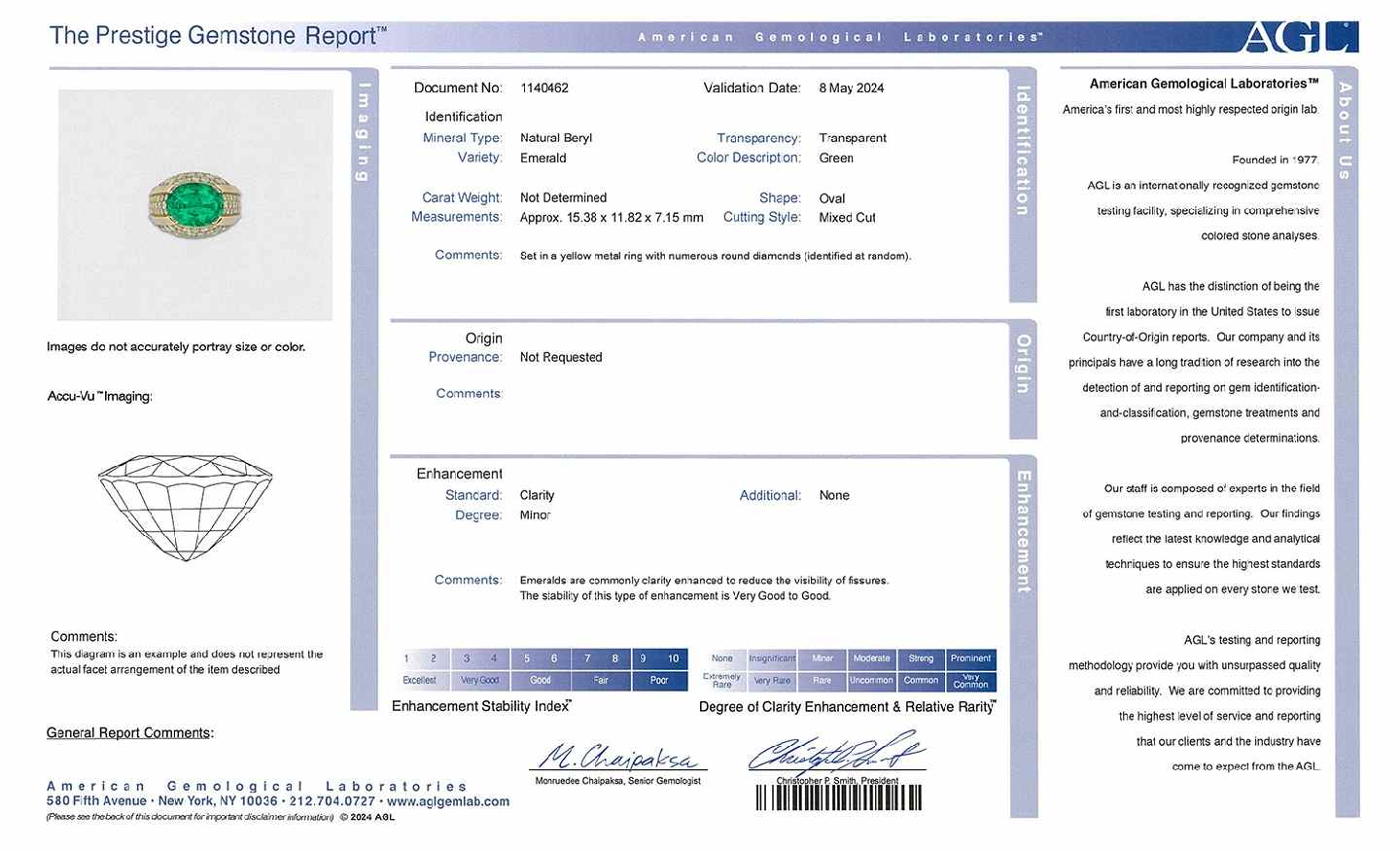 8.10 Ct. Emerald and Natural Diamond Men's Ring, 18K Yellow Gold