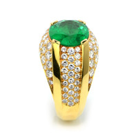 8.10 Ct. Emerald Natural Diamond Men's Ring, 18K Yellow Gold Image