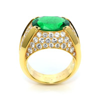 8.10 Ct. Emerald Natural Diamond Men's Ring, 18K Yellow Gold Image