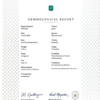 5.59 Ct. Emerald Natural Diamond Three Stone Ring, Platinum 950 Scan Report