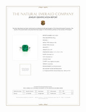 5.59 Ct. Emerald Natural Diamond Three Stone Ring, Platinum 950 Scan Report