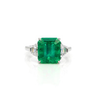 5.59 Ct. Emerald Natural Diamond Three Stone Ring, Platinum 950 Video