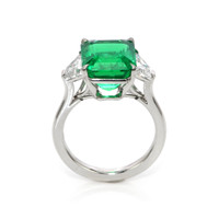 5.59 Ct. Emerald Natural Diamond Three Stone Ring, Platinum 950 Image