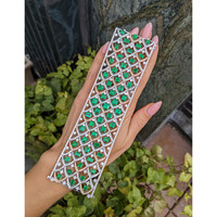 27.81 Ct.Tw. Emerald Natural Diamond Pave Bracelet, 18K White & Rose Life Style