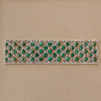 27.81 Ct.Tw. Emerald Natural Diamond Pave Bracelet, 18K White & Rose Life Style