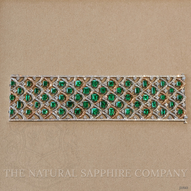 27.81 Ct.Tw. Emerald Natural Diamond Pave Bracelet, 18K White & Rose