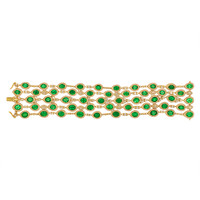 25.68 Ct.Tw. Emerald Natural Diamond Pave Bracelet, 18K Yellow Gold Image