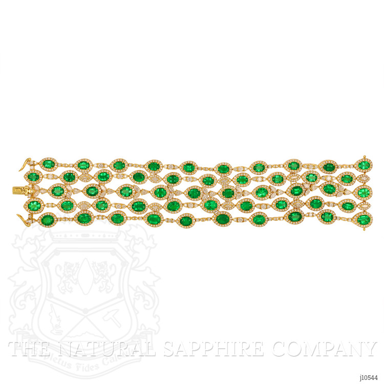 25.68 Ct.Tw. Emerald Natural Diamond Pave Bracelet, 18K Yellow Gold