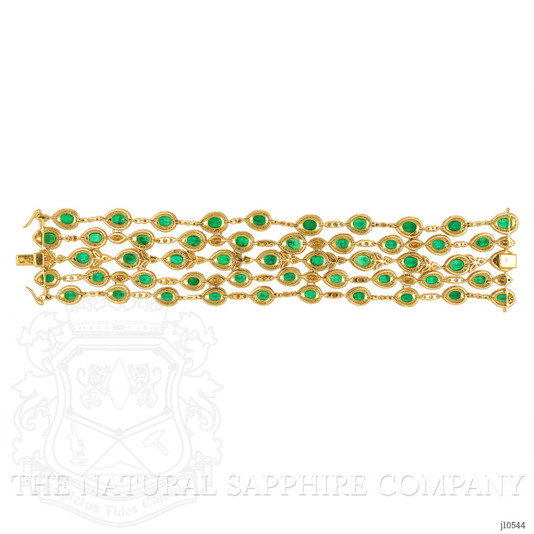25.68 Ct.Tw. Emerald Natural Diamond Pave Bracelet, 18K Yellow Gold
