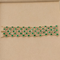 25.68 Ct.Tw. Emerald Natural Diamond Pave Bracelet, 18K Yellow Gold Life Style