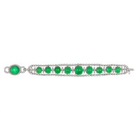 65.83 Ct.Tw. Emerald Natural Diamond Pave Bracelet, 18K White Gold Image
