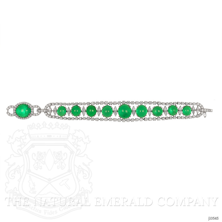 65.83 Ct.Tw. Emerald Natural Diamond Pave Bracelet, 18K White Gold