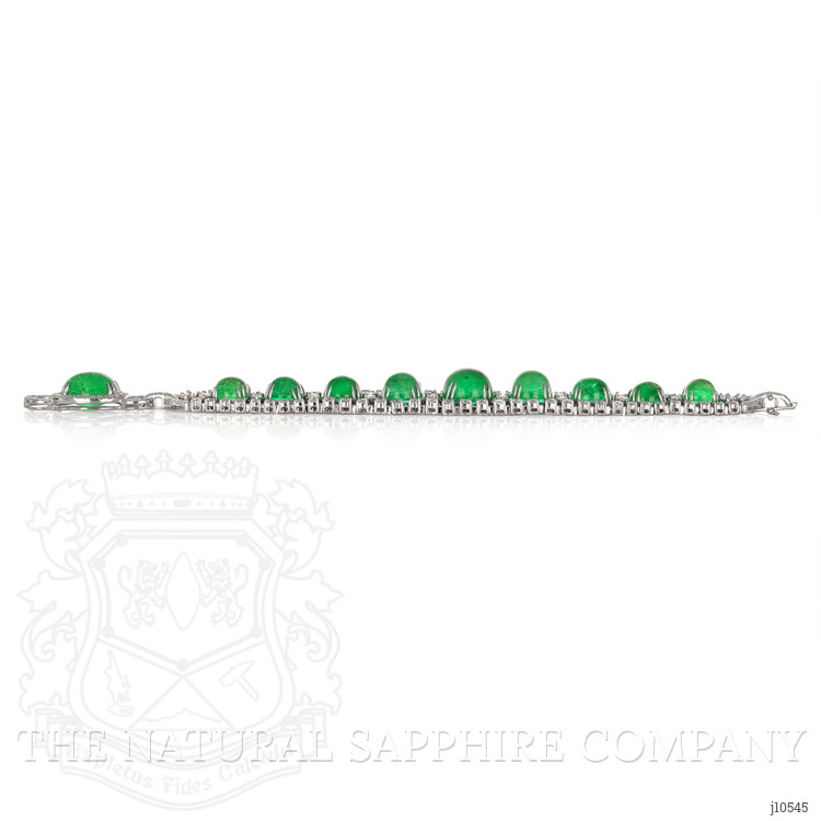 65.83 Ct.Tw. Emerald Natural Diamond Pave Bracelet, 18K White Gold