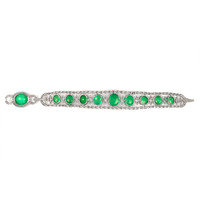 65.83 Ct.Tw. Emerald Natural Diamond Pave Bracelet, 18K White Gold Image