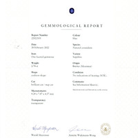 2.78 Ct. Blue Sapphire and Natural Diamond Three Stone Ring, Platinum 950 Scan Report