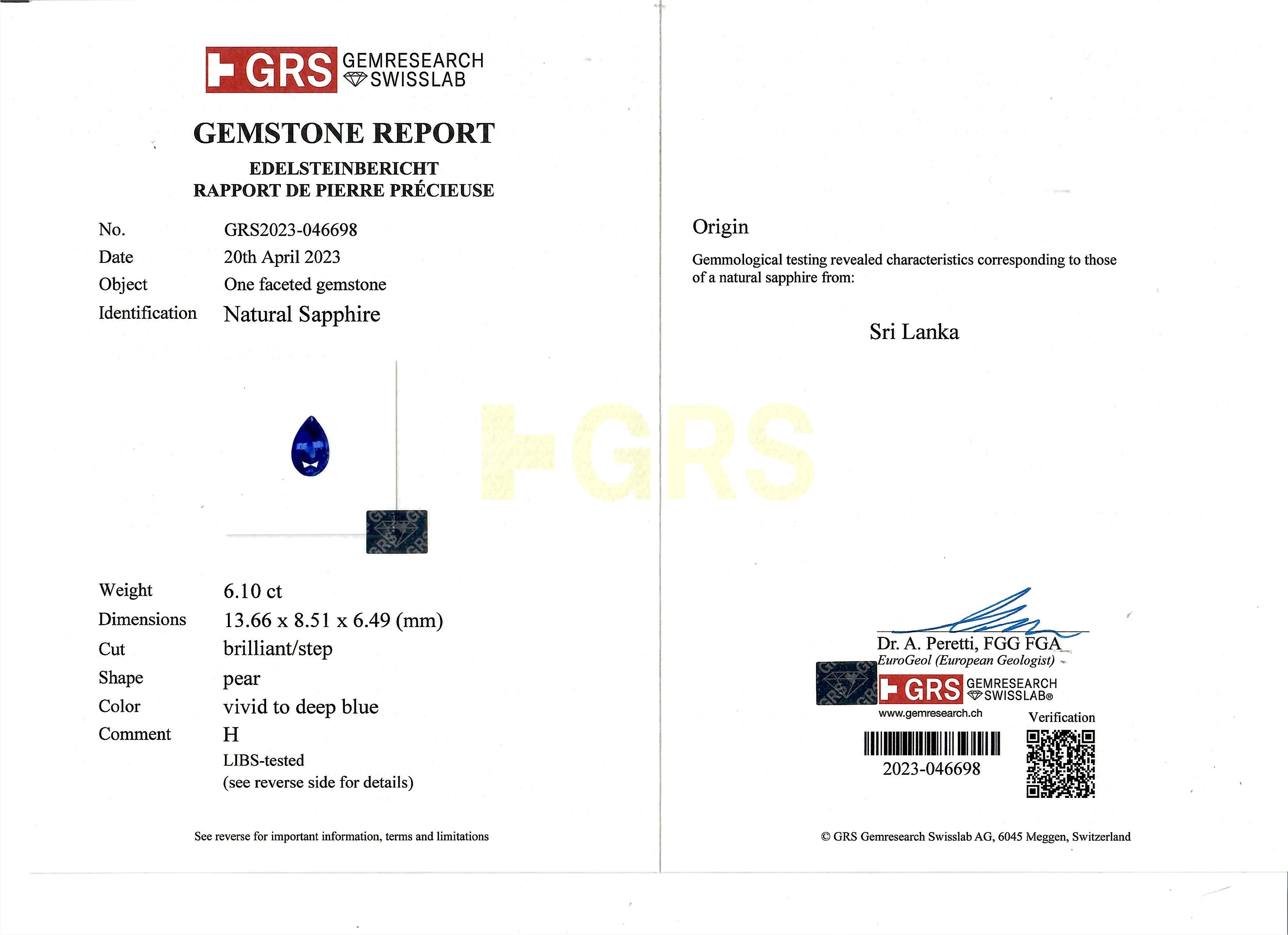 13.29 Ct.Tw. Blue Sapphire and Natural Diamond Drops Earrings, Platinum 950