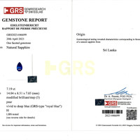 13.29 Ct.Tw. Blue Sapphire and Natural Diamond Drops Earrings, Platinum 950 Scan Report