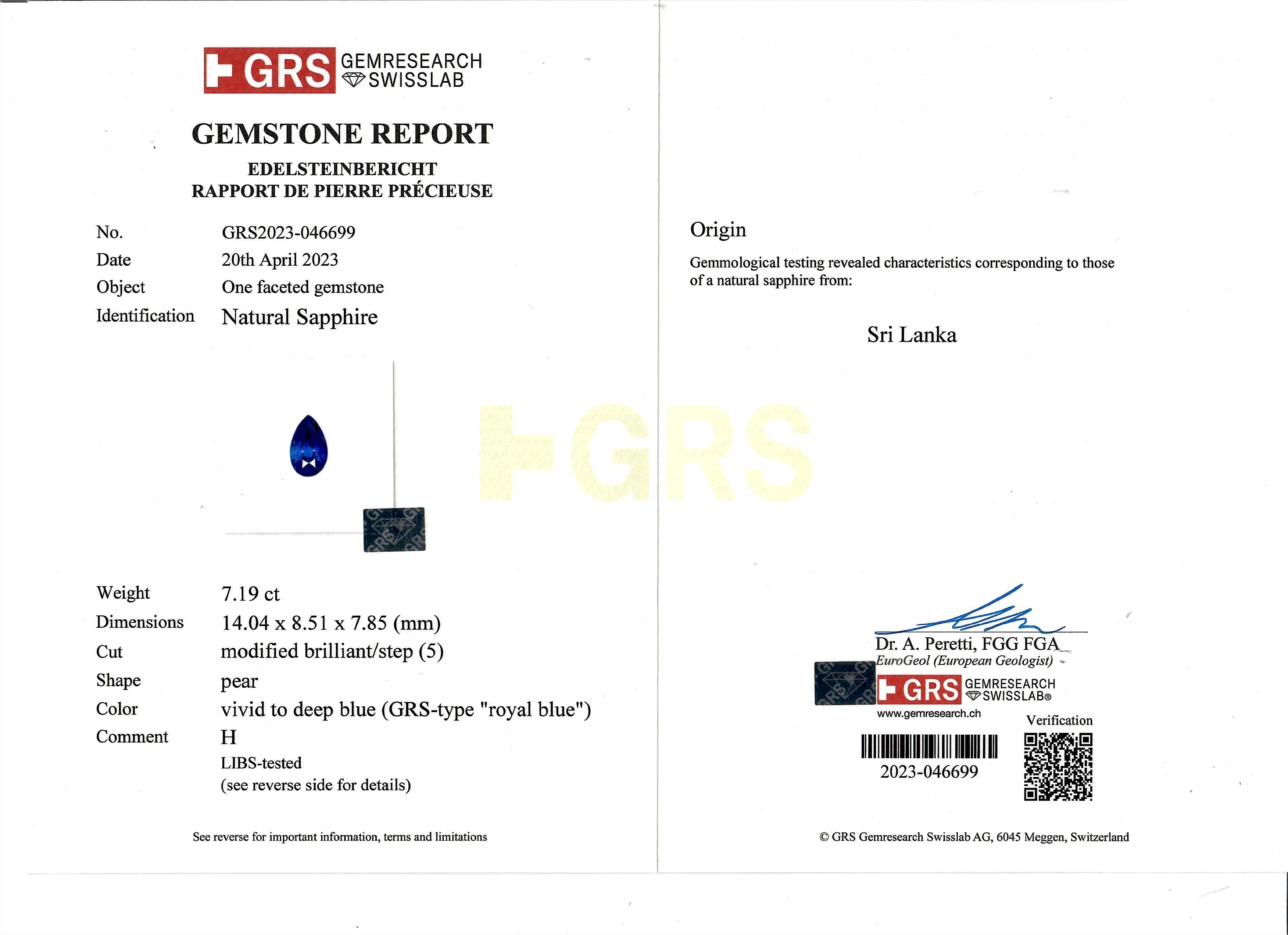 13.29 Ct.Tw. Blue Sapphire and Natural Diamond Drops Earrings, Platinum 950