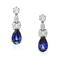 13.29 Ct.Tw. Blue Sapphire and Natural Diamond Drops Earrings, Platinum 950 Video