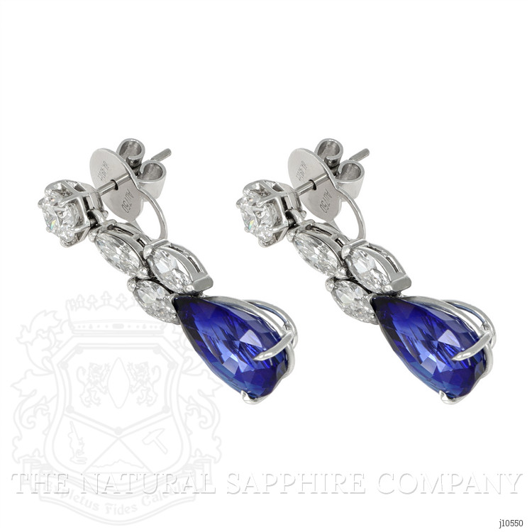 13.29 Ct.Tw. Blue Sapphire and Natural Diamond Drops Earrings, Platinum 950