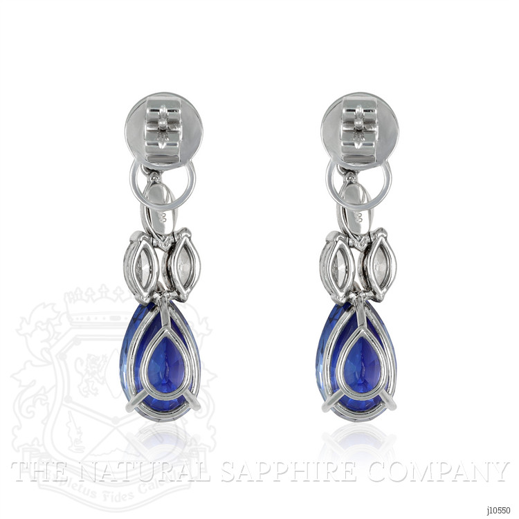 13.29 Ct.Tw. Blue Sapphire and Natural Diamond Drops Earrings, Platinum 950