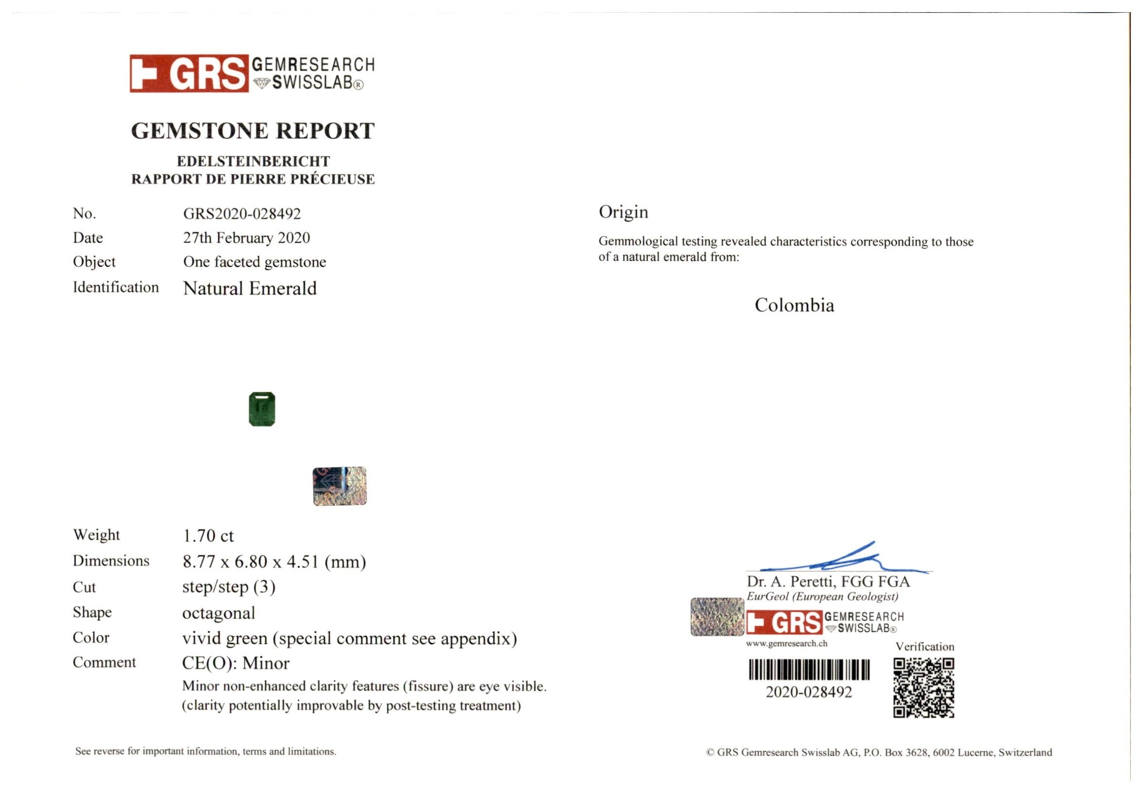 45.79 Ct. Emerald and Natural Diamond Accent Stones Necklace, Platinum 950