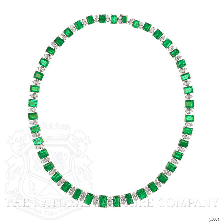 45.79 Ct. Emerald Natural Diamond Accent Stones Necklace, Platinum 950