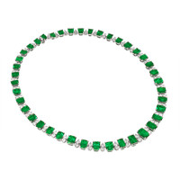 45.79 Ct. Emerald Natural Diamond Accent Stones Necklace, Platinum 950 Image