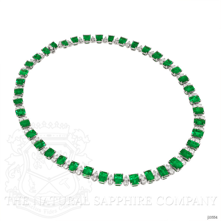45.79 Ct. Emerald Natural Diamond Accent Stones Necklace, Platinum 950