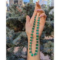 45.79 Ct. Emerald Natural Diamond Accent Stones Necklace, Platinum 950 Life Style