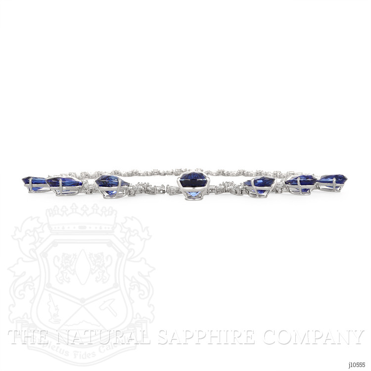 71.74 Ct. Blue Sapphire and Natural Diamond Pave Necklace, 18K White Gold
