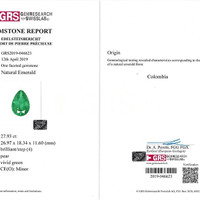 27.93 Ct. Emerald Natural Diamond Pave Pendant, Platinum & 18K Yellow Scan Report
