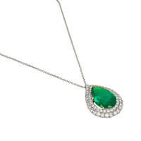 27.93 Ct. Emerald Natural Diamond Pave Pendant, Platinum & 18K Yellow Image