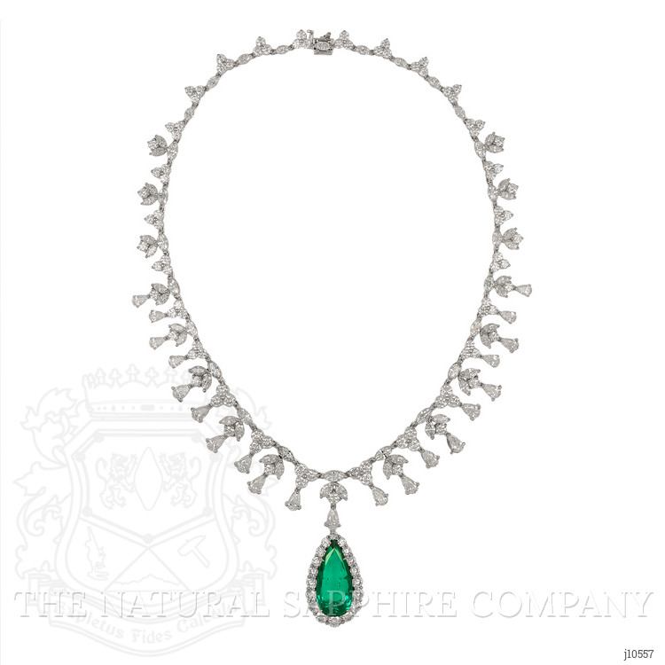 18.58 Ct. Emerald Natural Diamond Halo Necklace, Platinum 950