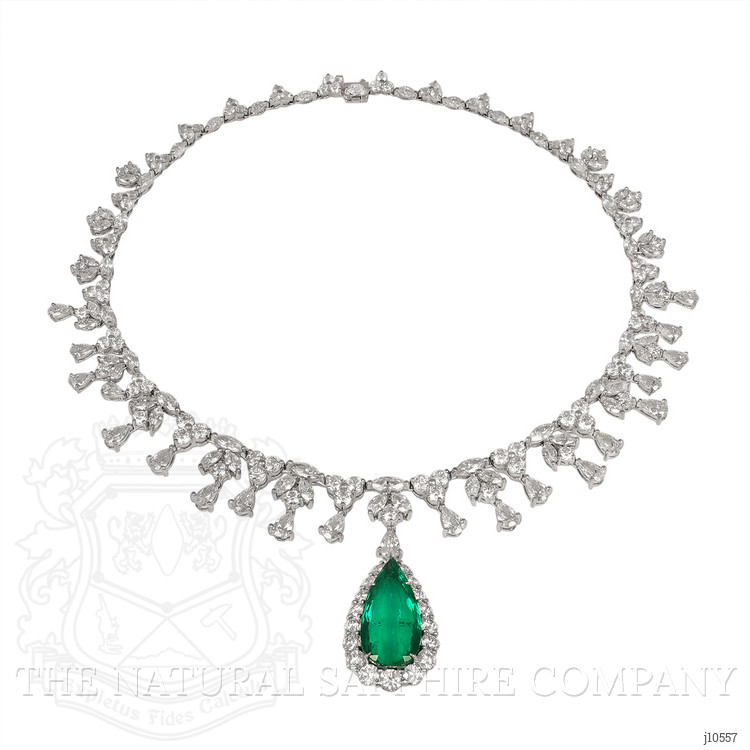 18.58 Ct. Emerald Natural Diamond Halo Necklace, Platinum 950