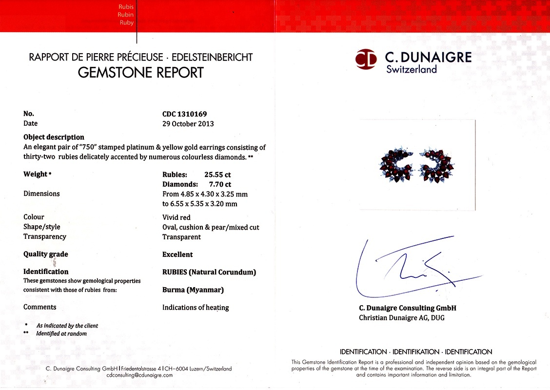 113.95 Ct. Ruby and Natural Diamond Accent Stones Necklace, Platinum & 18K Yellow