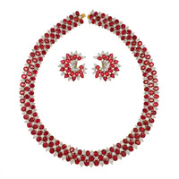 113.95 Ct. Ruby Natural Diamond Accent Stones Necklace, Platinum & 18K Yellow Video