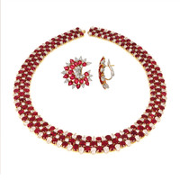113.95 Ct. Ruby Natural Diamond Accent Stones Necklace, Platinum & 18K Yellow Image