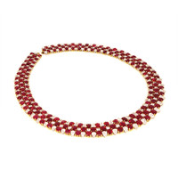 113.95 Ct. Ruby Natural Diamond Accent Stones Necklace, Platinum & 18K Yellow Image