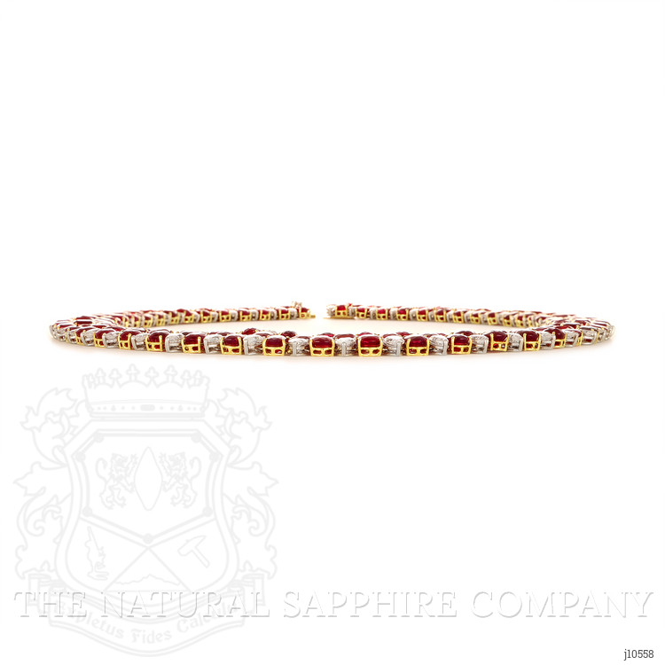 113.95 Ct. Ruby Natural Diamond Accent Stones Necklace, Platinum & 18K Yellow