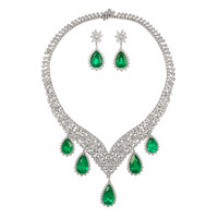 66.39 Ct. Emerald Natural Diamond Pave Necklace, Platinum 950 Video