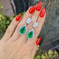 66.39 Ct. Emerald Natural Diamond Pave Necklace, Platinum 950 Life Style