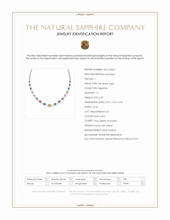 6.30 Ct. Multi Color Sapphire and Natural Diamond Halo Necklace, 18K White Gold Scan Report