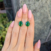 4.81 Ct.Tw. Emerald Studs Earrings, 18K Yellow Gold Life Style