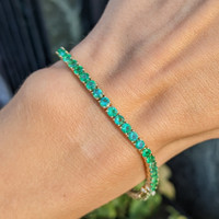 5.23 Ct.Tw. Emerald Tennis/Line Bracelet, 14K Yellow Gold Image