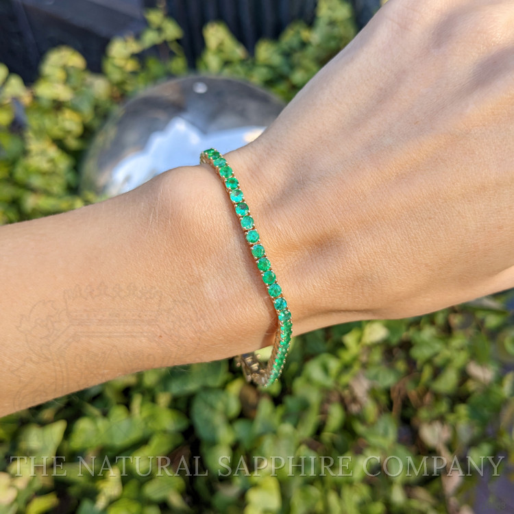 5.23 Ct.Tw. Emerald Tennis/Line Bracelet, 14K Yellow Gold